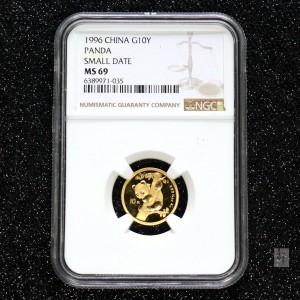 【963333】1996版熊猫金纪念币1/10盎司普制金币