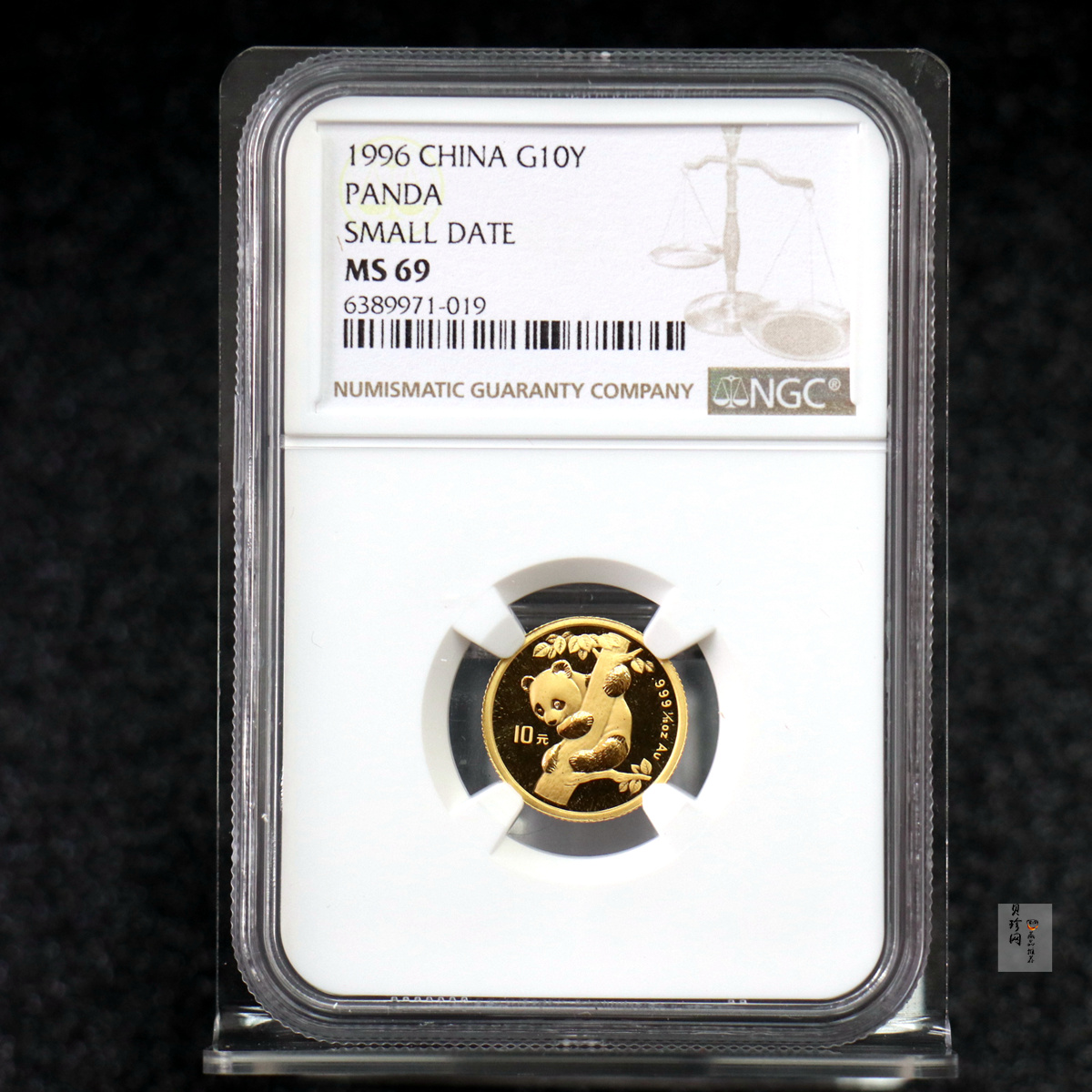 【963333】1996版熊猫金纪念币1/10盎司普制金币