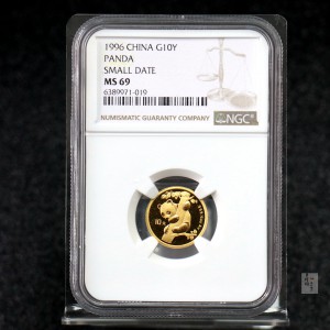 【963333】1996版熊猫金纪念币1/10盎司普制金币