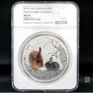 【119290】2011年澳大利亚兔年生肖公斤纪念银币