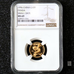 【963333】1996版熊猫金纪念币1/10盎司普制金币