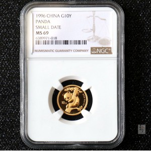 【963333】1996版熊猫金纪念币1/10盎司普制金币