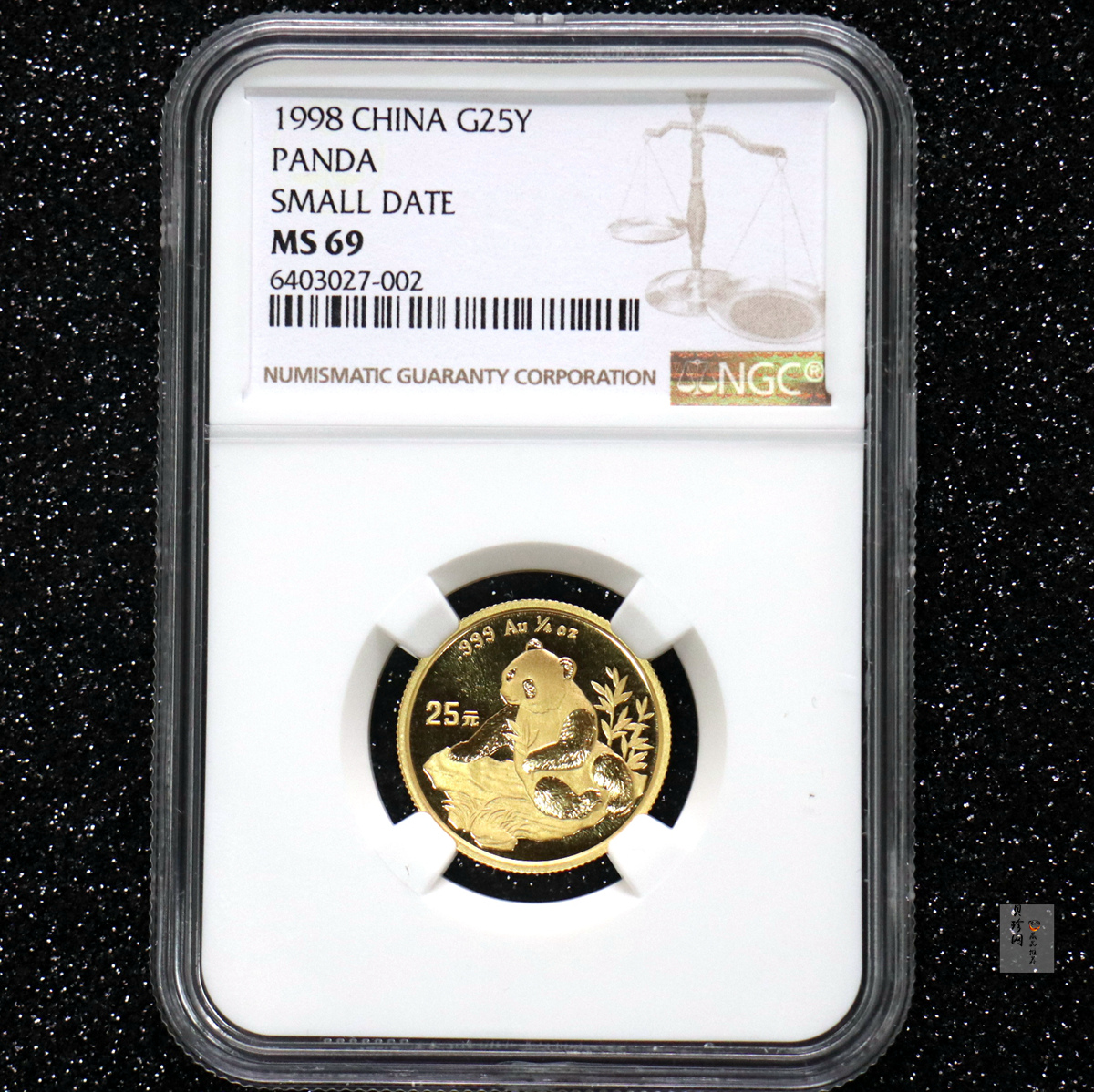 【980103】1998版熊猫金银纪念币1/4盎司普制金币