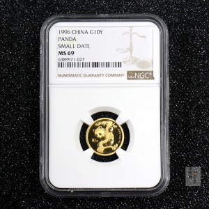 【963333】1996版熊猫金纪念币1/10盎司普制金币