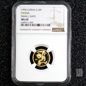 【963333】1996版熊猫金纪念币1/10盎司普制金币