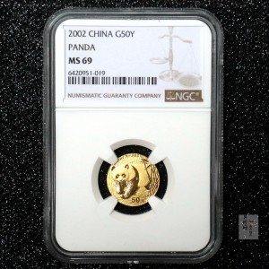【020104】2002年熊猫1/10盎司普制金币