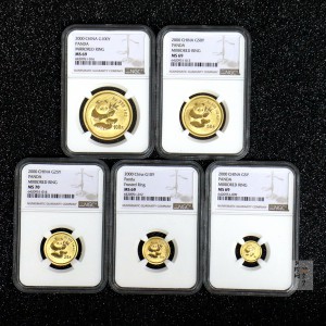 【009050】2000年熊猫普制金币五枚一套
