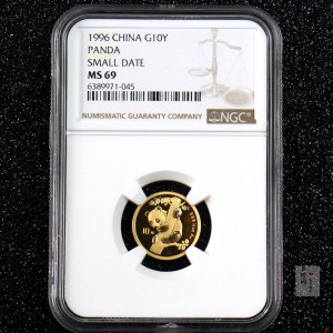 【963333】1996版熊猫金纪念币1/10盎司普制金币