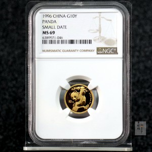 【963333】1996版熊猫金纪念币1/10盎司普制金币