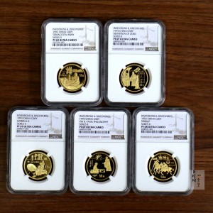 【939030】1993年中国古代科技发明发现（第2组）精制金币五枚一套