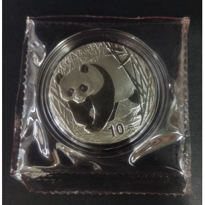 【010108】2001版熊猫金银纪念币1盎司普制银币
