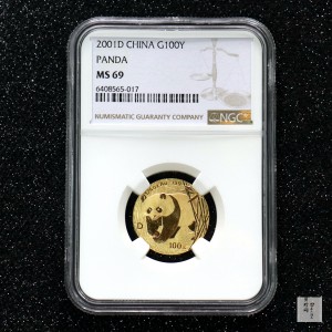 【010103】2001版熊猫金银纪念币1/4盎司普制金币