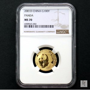 【010103】2001版熊猫金银纪念币1/4盎司普制金币