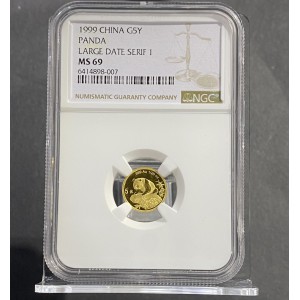 【990105】1999版熊猫金银纪念币1/20盎司普制金币