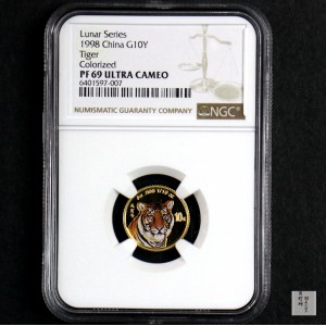 【980206】1998中国戊寅（虎）年金纪念币-老虎1/10盎司彩色精制金币