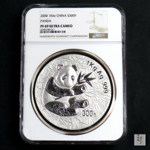 【000107】2000版熊猫金银纪念币1公斤精制银币