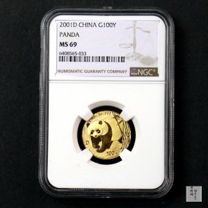 【010103】2001版熊猫金银纪念币1/4盎司普制金币