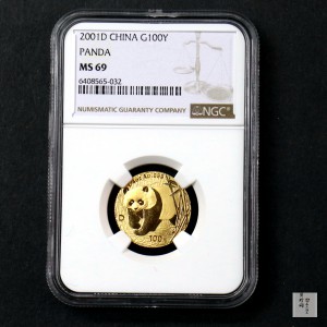 【010103】2001版熊猫金银纪念币1/4盎司普制金币