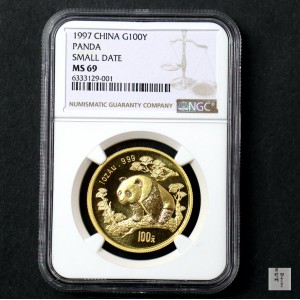 【970101】1997版熊猫金银铂及双金属纪念币1盎司普制金币