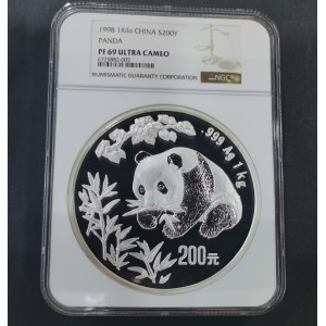【980106】1998版熊猫金银纪念币1公斤精制银币
