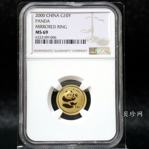 【000104】2000版熊猫金银纪念币1/10盎司普制金币