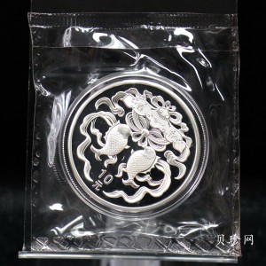 【030302】2003年中国民俗——春节银纪念币-春节吉祥装饰图1盎司精制银币