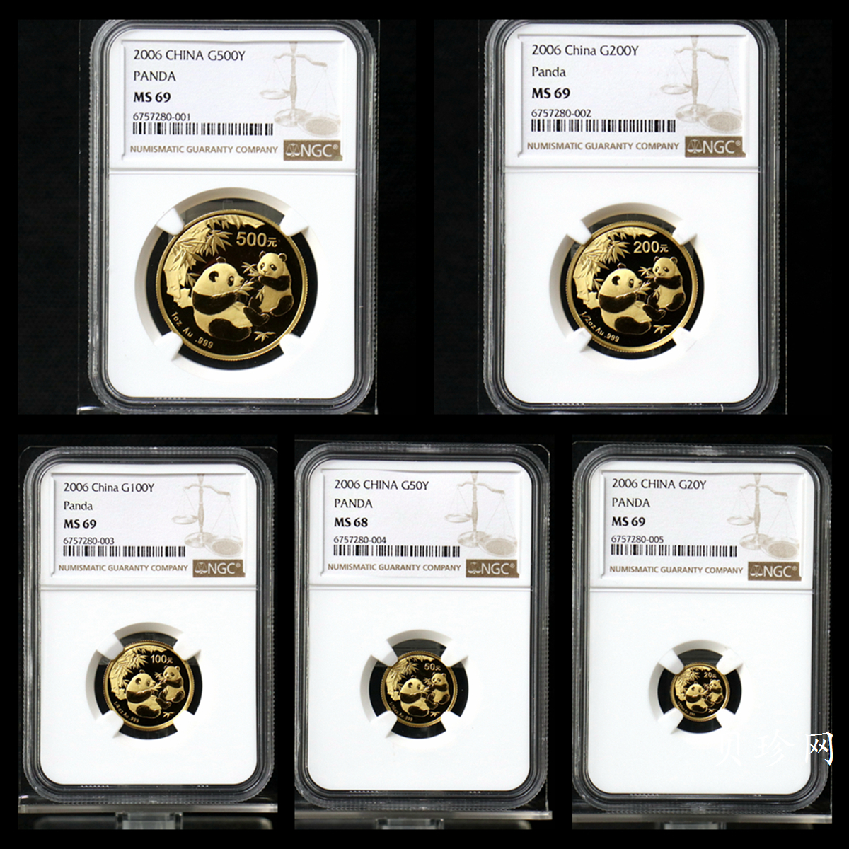 【069050】2006年熊猫普制金币5枚一套