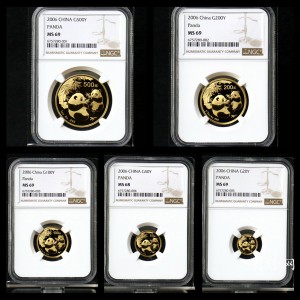 【069050】2006年熊猫普制金币5枚一套