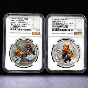 【049080】2004年中国古典文学名著西游记2组1盎司彩银币两枚一套