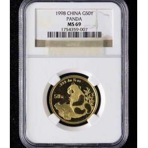 【980102】1998版熊猫金银纪念币1/2盎司普制金币